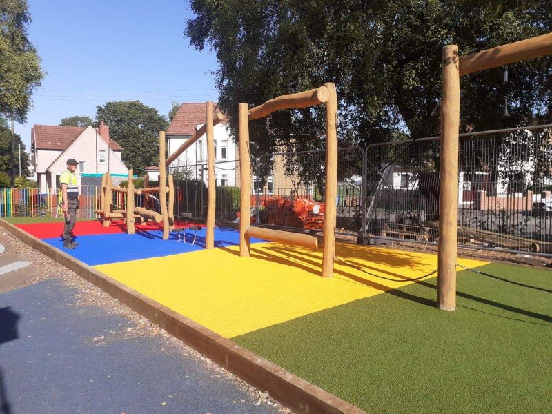 commercial playground turf installation by cy turf